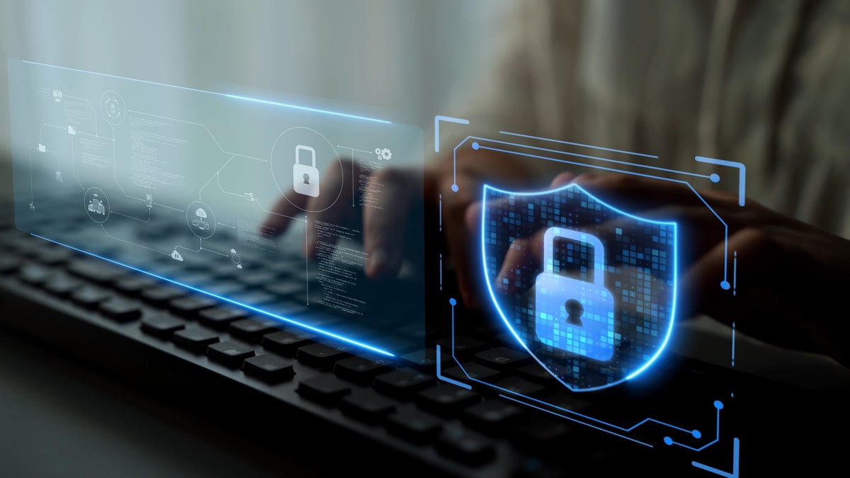 Usuario trabajando con seguridad digital